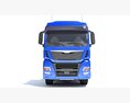Freightliner Truck With Flatbed Trailer 3D模型 正面图