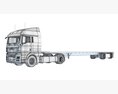 Freightliner Truck With Flatbed Trailer 3D-Modell
