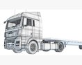 Freightliner Truck With Flatbed Trailer 3D-Modell