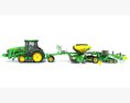 Tractor With Seeding Machine 3D 모델  back view