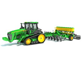 Tractor With Sowing Drill Modelo 3d