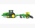 Tractor With Sowing Drill 3Dモデル 後ろ姿
