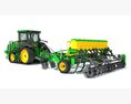Tractor With Sowing Drill 3D модель wire render