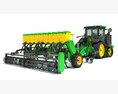 Tractor With Sowing Drill 3d model