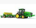 Tractor With Sowing Drill 3D-Modell Draufsicht