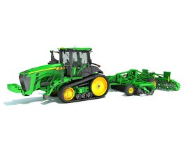 Tractor With Wide Cultivator 3D-Modell