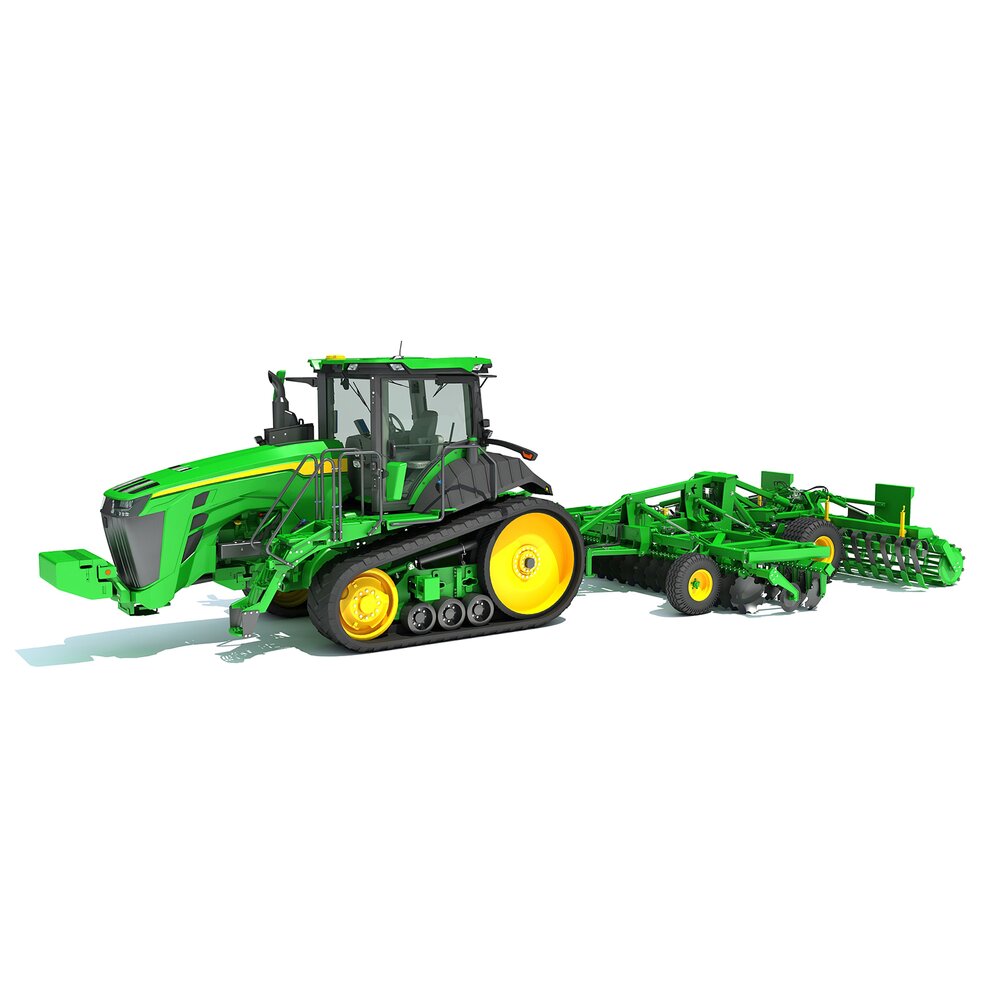 Tractor With Wide Cultivator 3Dモデル