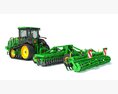 Tractor With Wide Cultivator 3D 모델  back view