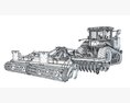 Tractor With Wide Cultivator 3d model side view