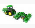Tractor With Wide Cultivator 3D模型 顶视图