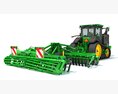 Tractor With Wide Cultivator 3D 모델  clay render