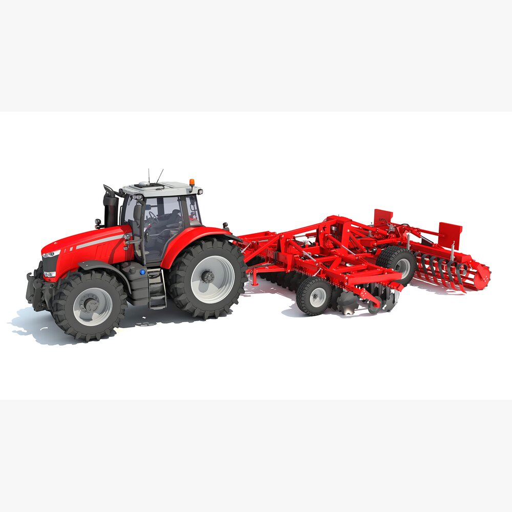 Agricultural Disc Harrow Tractor 3D-Modell