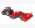 Agricultural Disc Harrow Tractor 3D 모델  wire render