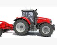 Agricultural Disc Harrow Tractor 3D 모델  top view