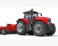 Agricultural Disc Harrow Tractor 3D 모델  front view