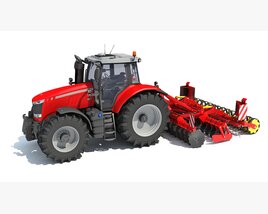 Agricultural Tractor With Disc Harrow 3Dモデル