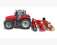 Agricultural Tractor With Disc Harrow 3D-Modell Rückansicht