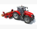 Agricultural Tractor With Disc Harrow 3D模型 顶视图