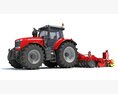 Agricultural Tractor With Disc Harrow 3D模型 clay render