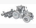 Agricultural Tractor With Disc Harrow 3D модель