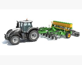 Agricultural Tractor With Disk Harrow 3Dモデル