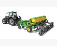 Agricultural Tractor With Disk Harrow 3D 모델  wire render