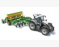Agricultural Tractor With Disk Harrow 3D-Modell Draufsicht