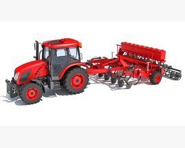 Agricultural Tractor With Planter 3D-Modell
