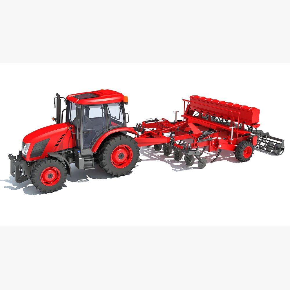 Agricultural Tractor With Planter Modello 3D