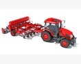 Agricultural Tractor With Planter 3D 모델  top view