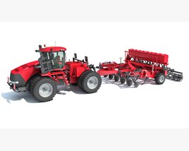 Articulated Tractor With Seed Drill 3D 모델 