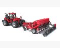 Articulated Tractor With Seed Drill 3D модель wire render