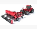 Articulated Tractor With Seed Drill 3d model side view