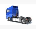 Blue Cab Tractor Unit 3d model wire render