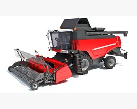 Combine Harvester With Grain Header Modèle 3D