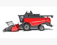 Combine Harvester With Grain Header Modello 3D vista posteriore