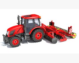 Compact Tractor With Cultivator 3D model