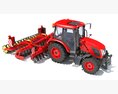 Compact Tractor With Cultivator Modello 3D vista dall'alto