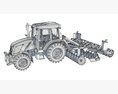 Compact Tractor With Cultivator 3D模型