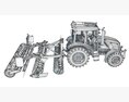 Compact Tractor With Cultivator 3d model