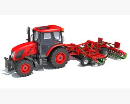 Compact Tractor With Folding Harrow Modèle 3D