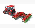 Compact Tractor With Folding Harrow 3D 모델  wire render