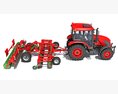 Compact Tractor With Folding Harrow 3D 모델 