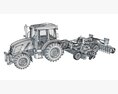 Compact Tractor With Folding Harrow 3d model