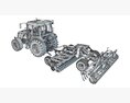 Compact Tractor With Folding Harrow 3D模型