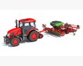 Farm Tractor With Grain Drill 3D 모델 
