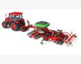 Farm Tractor With Grain Drill 3Dモデル wire render