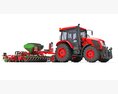 Farm Tractor With Grain Drill 3D-Modell