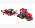 Farm Tractor With Grain Drill 3D-Modell Draufsicht