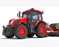 Farm Tractor With Grain Drill Modello 3D